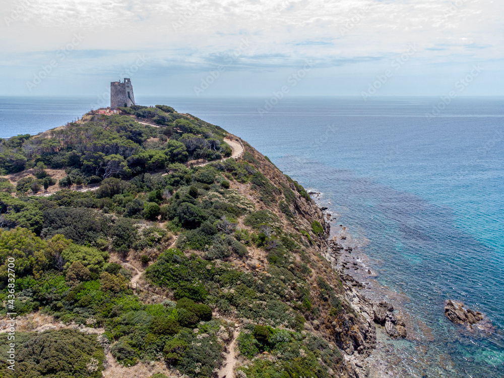 Chia tower fron the drone, Sardinia