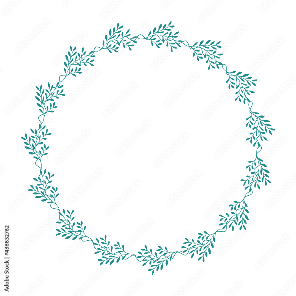 Natural vector frame. Contour linear branch template Natural vector frame. Contour linear branch template