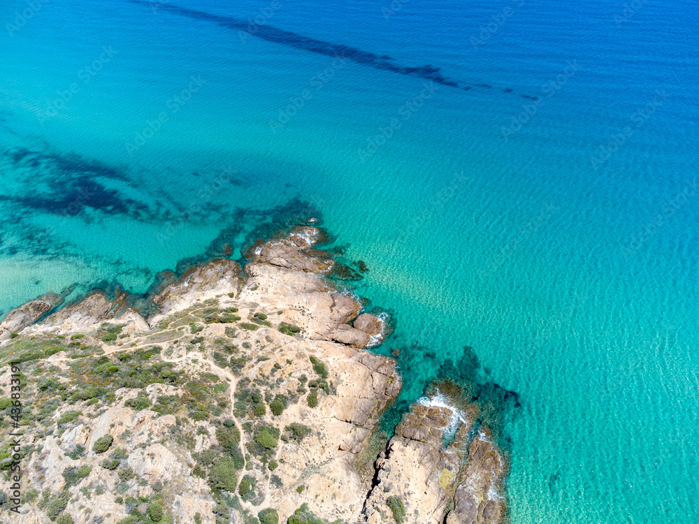 crystal clear water and rocks, Chia Beach, Sardinia