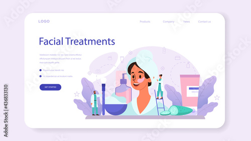 Cosmetologist web banner or landing page, skin care and treatment.