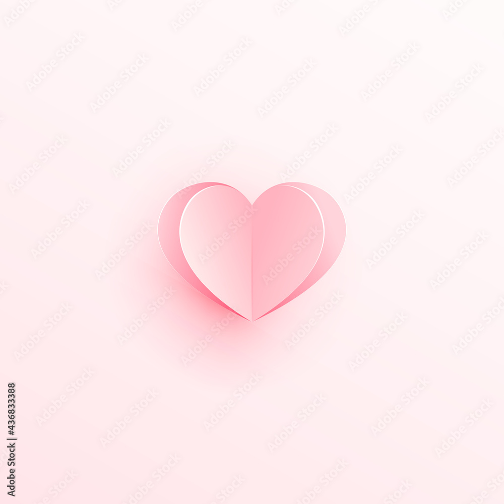 Paper pink heart valentine illustration