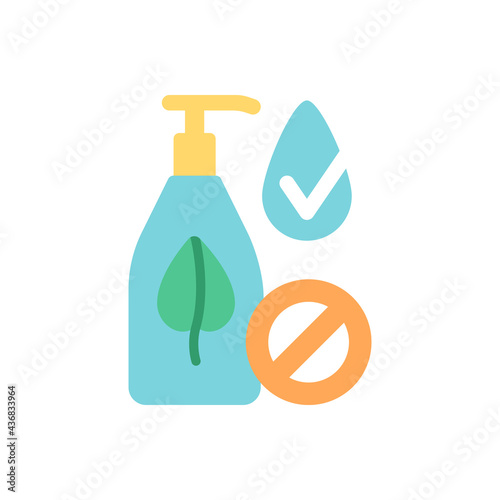 Natural cosmetics vector flat color icon. No chemical ingredient in makeup product. Environmental protection. Organic bio product. Cartoon style clip art for mobile app. Isolated RGB illustration