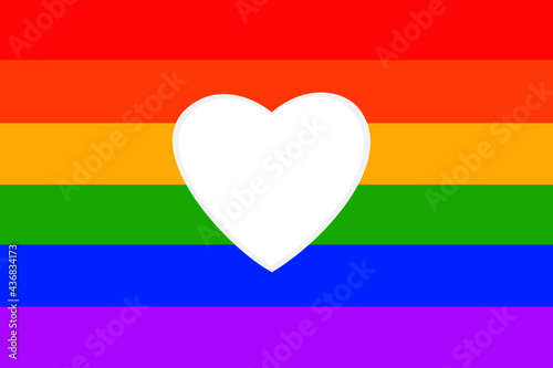 white heart shape, background rainbow design is symbol of LGBTQ community equity movement