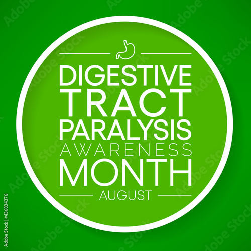 Digestive tract paralysis awareness month is observed every year in August. refers to an inconsistent movement of certain parts which turn poses challenges to the smooth operation of the gut. vector