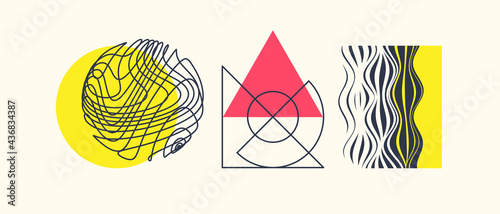 Striped abstraction. Sphere with twist lines. Line art design for invitation, poster, badge, monogram. Vector illustration.