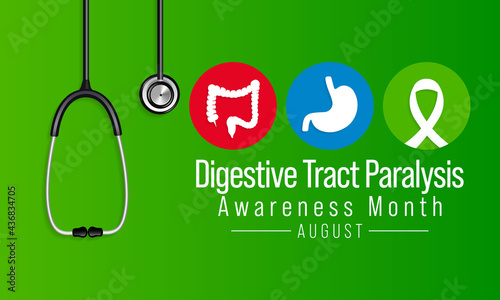 Digestive tract paralysis awareness month is observed every year in August. refers to an inconsistent movement of certain parts which turn poses challenges to the smooth operation of the gut. vector