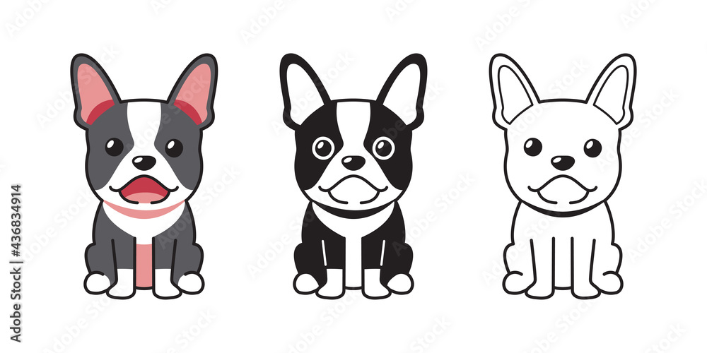 Vector cartoon set of French Bulldog for design. Vector cartoon set of French Bulldog for design.