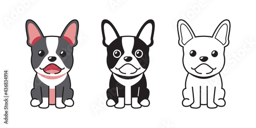 Vector cartoon set of French Bulldog for design.