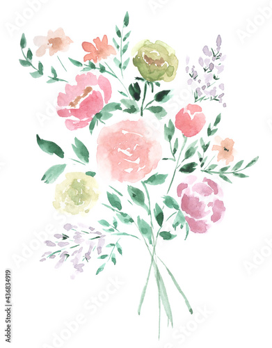 bouquet of watercolor flowers sketch one
