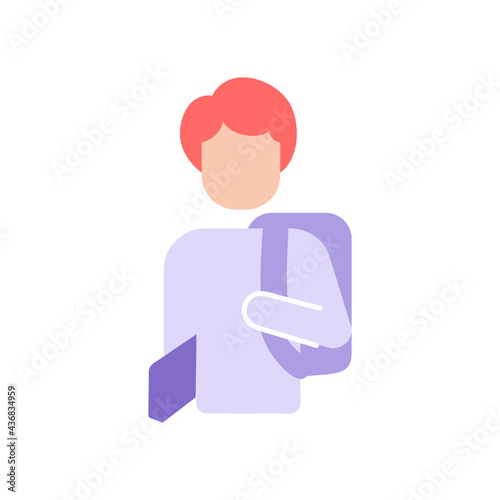 Student with book and backpack vector flat color icon. Pupil attending school classes. Teen boy go to college. Education and studying. Cartoon style clip art for mobile app. Isolated RGB illustration
