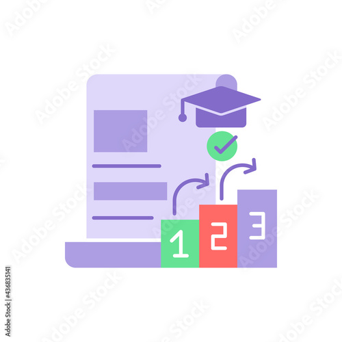 College classes vector flat color icon. Education progress and studying years in university. Skill development, learning course. Cartoon style clip art for mobile app. Isolated RGB illustration