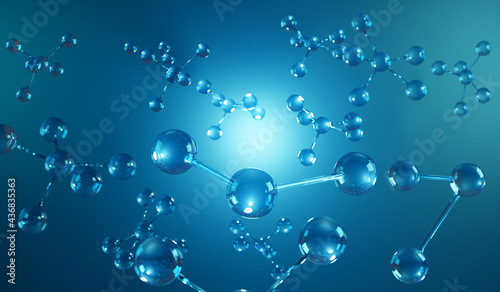Abstract molecule structure. Science background, 3d illustration.