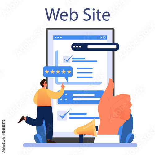 Positive public relations online service or platform. Successful brand