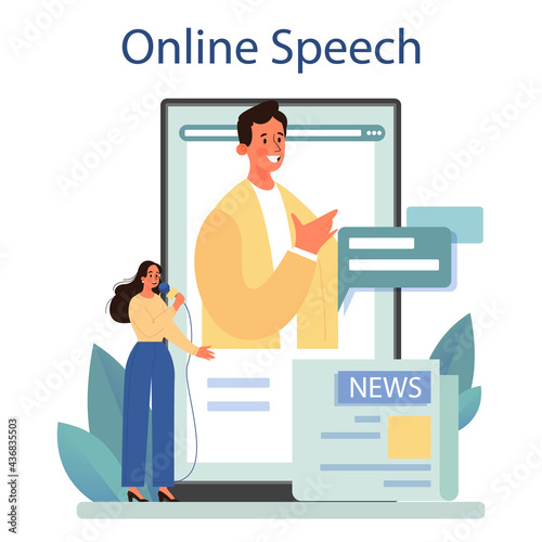 Press release online service or platform. Mass media publishing
