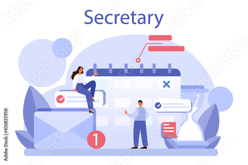 Secretary concept. Receptionist answering calls and assisting