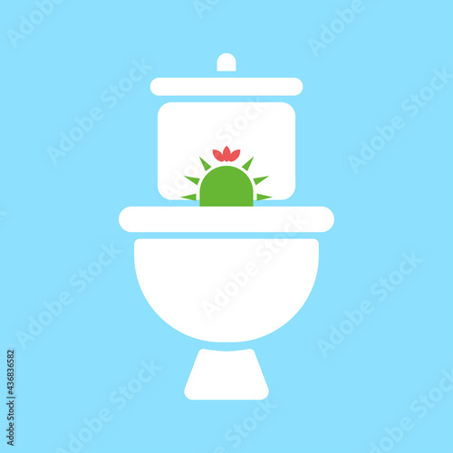 Hemorrhoids, medical concept of toilet bowl with cactus, the problem of going to the toilet.