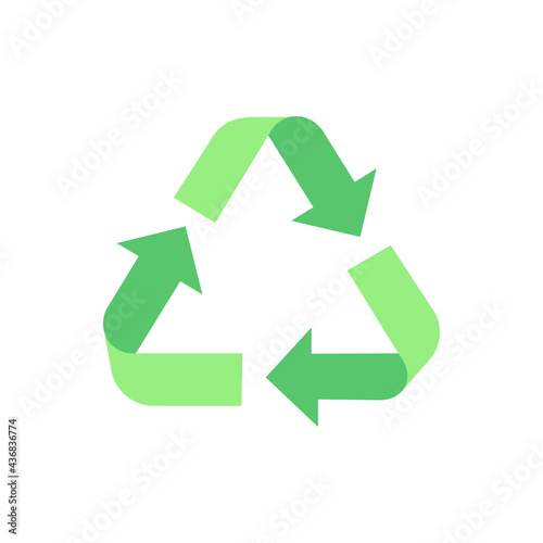 Recycling vector flat color icon. Zero waste, sustainable lifestyle silhouette symbol on white space. Responsible consumption. Cartoon style clip art for mobile app. Isolated RGB illustration