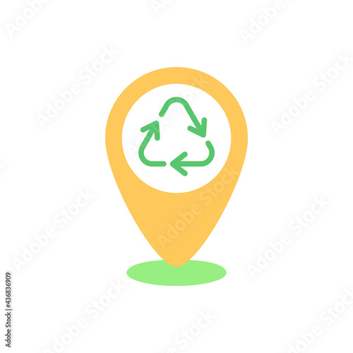 Dropping off locations vector flat color icon. Place with collection bins. Landfill and recycling centers. Drop-off waste. Cartoon style clip art for mobile app. Isolated RGB illustration