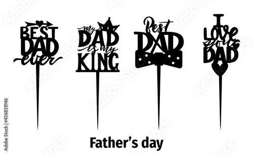 Cake topper Fathers day Motivational quote I love you dad with heart. Laser cut file, for cutting machines.