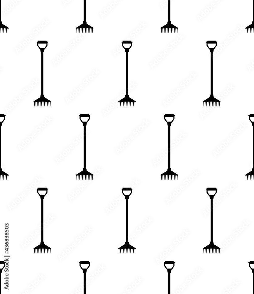 Hand Rake Icon Seamless Pattern, Rake Tool Icon Hand Rake Icon Seamless Pattern, Rake Tool Icon