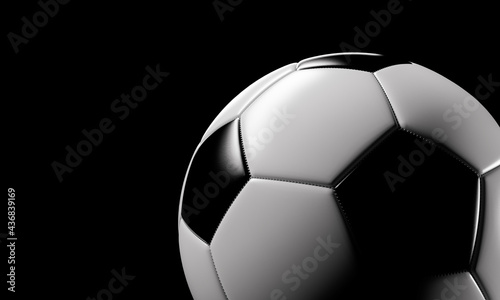 Soccer ball on a black background. 3D rendering illustration.