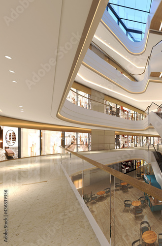 3d render of shopping mall interior photo