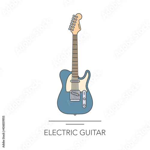 Electric guitar outline colorful icon. Vector illustration