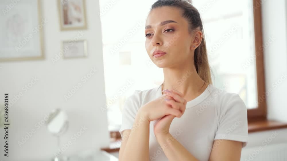 Young fit woman does morning exercises at home, home fitness Young fit woman does morning exercises at home, home fitness