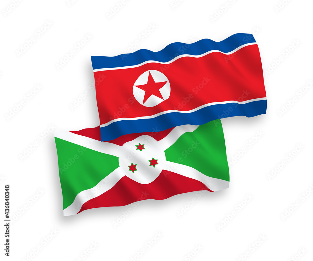 Flags of North Korea and Burundi on a white background
