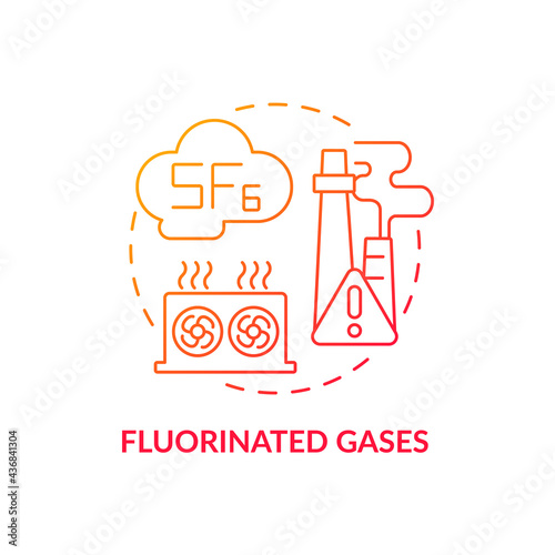 Fluorinated gases concept icon. Greenhouse gases type abstract idea thin line illustration. High global warming potential. Manufacturing. F-gas production. Vector isolated outline color drawing