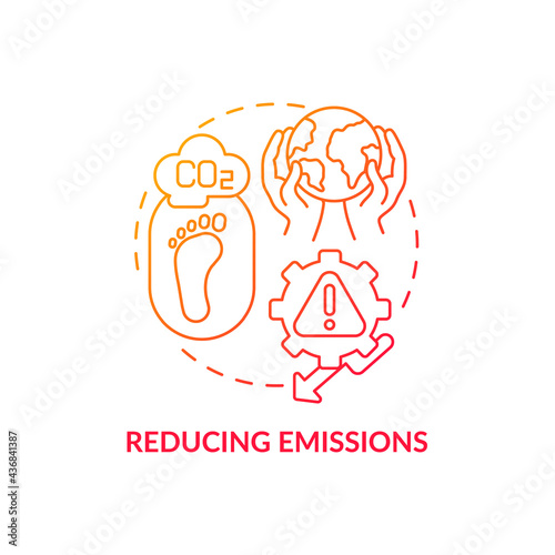 Reducing emissions concept icon. Carbon offsetting step abstract idea thin line illustration. Preventing emitting greenhouse gases. Carbon footprint reduction. Vector isolated outline color drawing