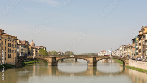 View of the Arno river from the bridge. Florence