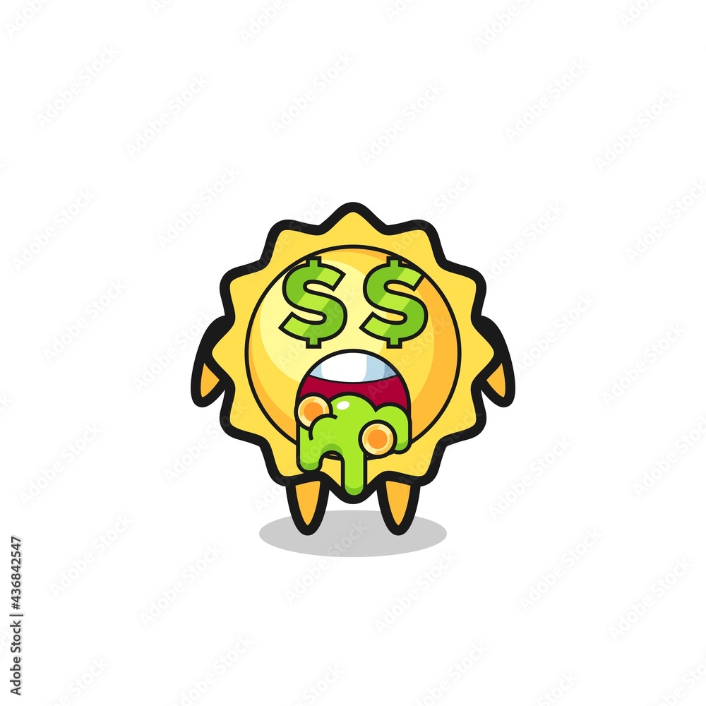 sun character with an expression of crazy about money sun character with an expression of crazy about money
