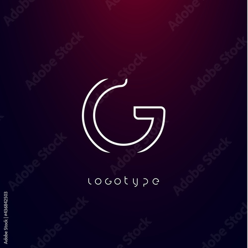 Futurism style letter G. Minimalist type for modern futuristic logo, elegant cyber tech monogram, digital device and hud graphic. Minimal style symbol, vector design