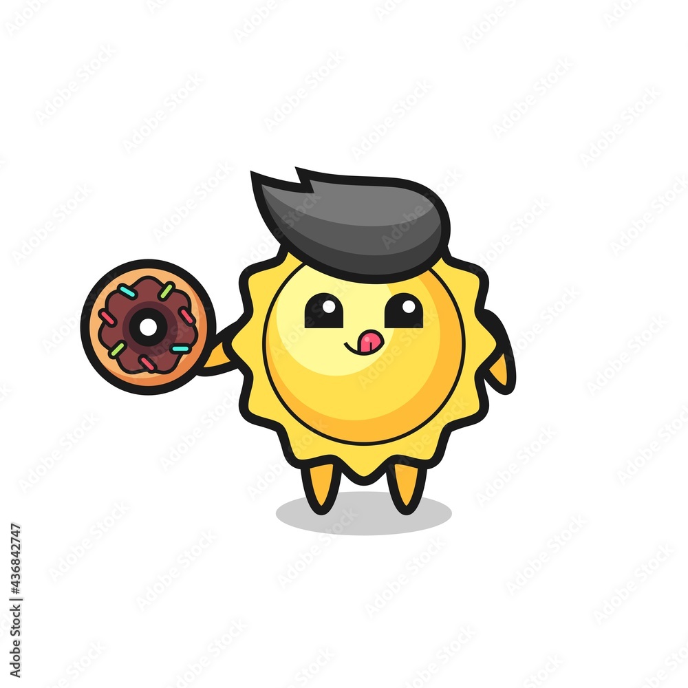 illustration of an sun character eating a doughnut illustration of an sun character eating a doughnut