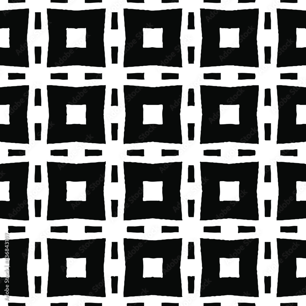 Fototapeta premium Geometric vector pattern with Black and white colors. Seamless abstract ornament for wallpapers and backgrounds.