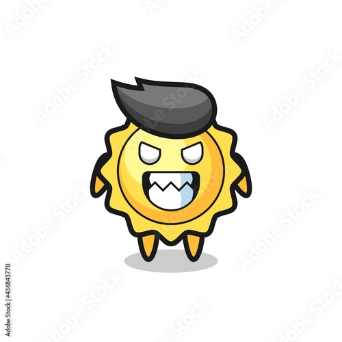 evil expression of the sun cute mascot character