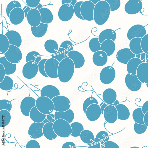 Vector illustration seamless pattern or background with grape berries, brunches.