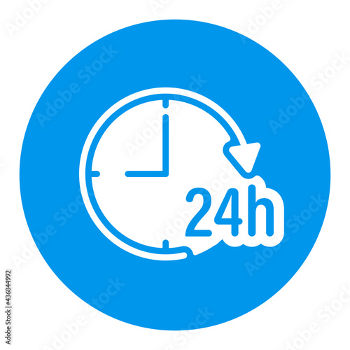 Service twenty four hours vector white glyph icon