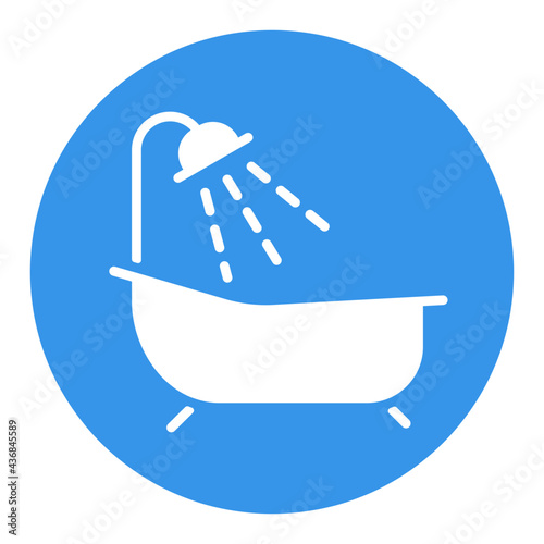 Bathroom vector glyph icon. Bath with shower sign