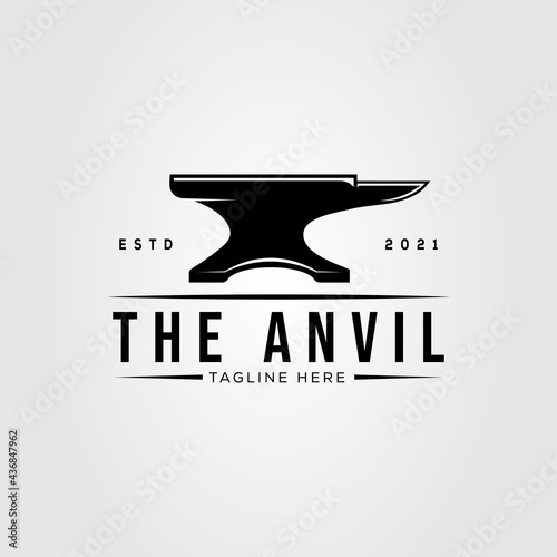 anvil blacksmith vintage isolated logo vector illustration design