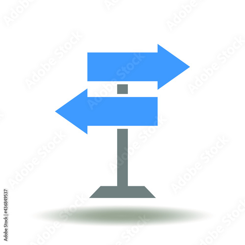Arrows left and right sign. Direction road vector illustration. Reality versus expectations symbol.