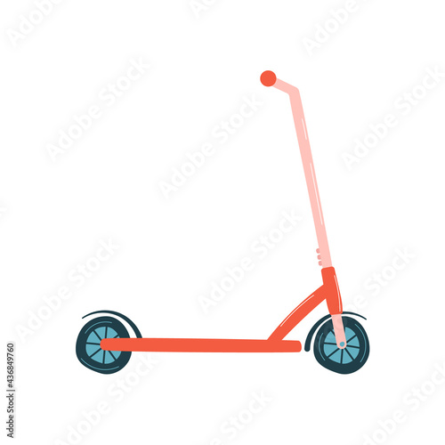 Cute hand-drawn scooter isolated on white background. Vector illustration.