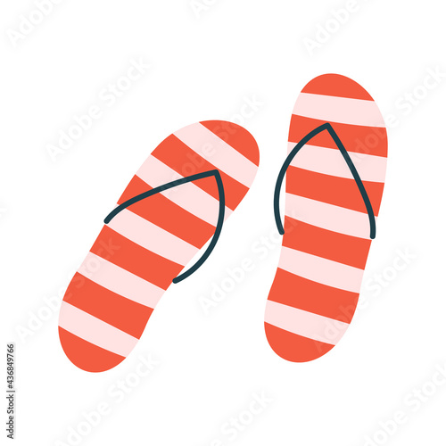 Cute hand-drawn beach flip flops isolated on white background. Vector illustration.