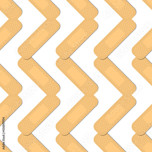 Seamless pattern with sticking plasters. Medical patch repeat texture. On white background. Stock vector illustration.
