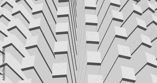 Render with a background of gray rectangles sticking out in different directions