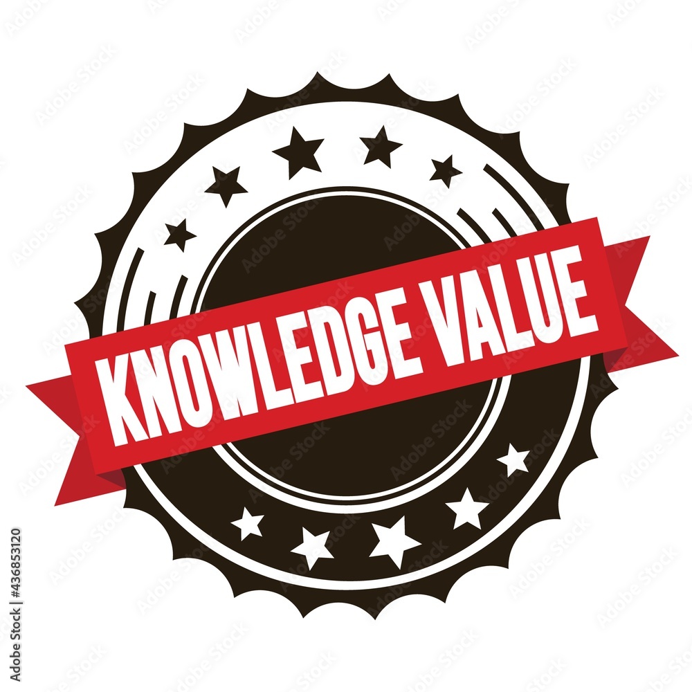 KNOWLEDGE VALUE text on red brown ribbon stamp. KNOWLEDGE VALUE text on red brown ribbon stamp.