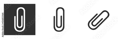 Black isolated paper clip icon on white background. Silhouette of a paper clip. Flat design.