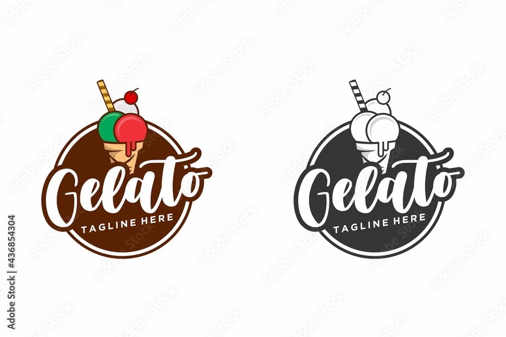 Naklejka Italian Gelato Logo Design