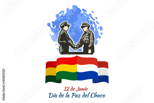 Translation: June 12, Chaco Peace Day. Happy Chaco Armistice Day (Dia de la Paz del Chaco) Vector Illustration. Suitable for greeting card, poster and banner 